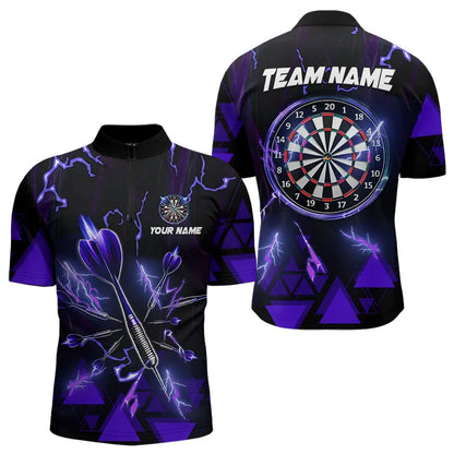 Blue Darts Arrow Thunder Lightning Dart Shirts For Men Custom Dart Team Jerseys Polo & 1/4 Zip TDM3765