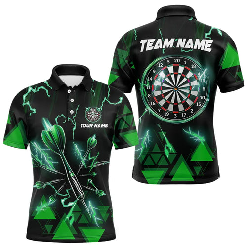 Green Darts Arrow Thunder Lightning Dart Shirts For Men Custom Dart Team Jerseys Polo & 1/4 Zip TDM3766