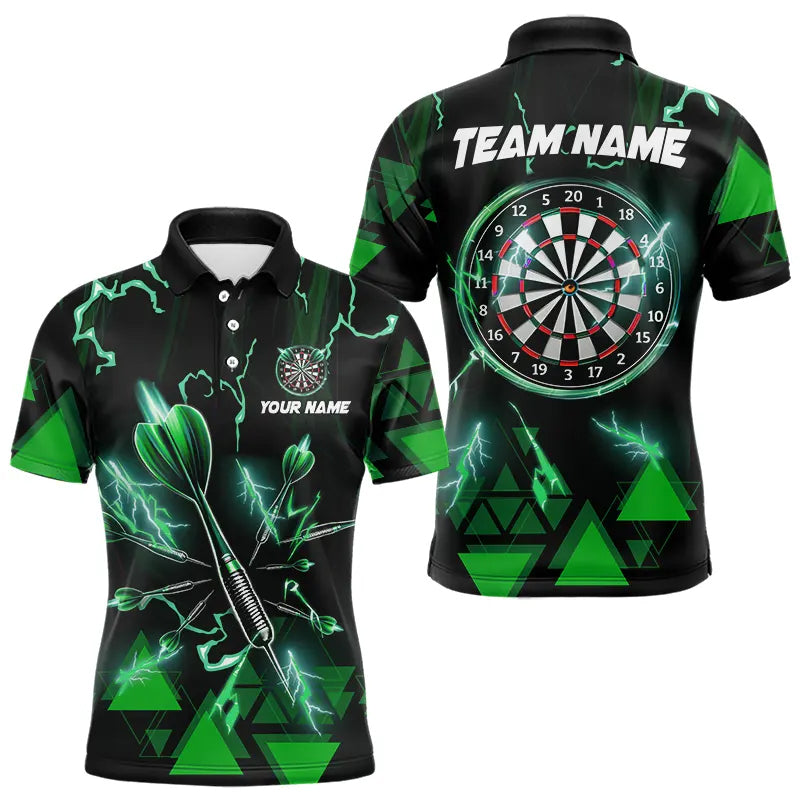 Green Darts Arrow Thunder Lightning Dart Shirts For Men Custom Dart Team Jerseys Polo & 1/4 Zip TDM3766