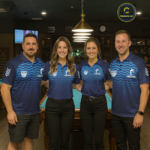Load image into Gallery viewer, Blue 8 Ball Pool Billiard Jersey For Women Custom Polo &amp; Quarter Zip Billiard Shirt For Team TDM6131