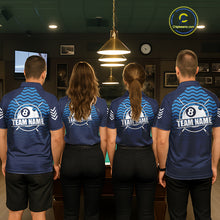 Load image into Gallery viewer, Blue 8 Ball Pool Billiard Jersey For Women Custom Polo &amp; Quarter Zip Billiard Shirt For Team TDM6131