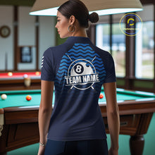 Load image into Gallery viewer, Blue 8 Ball Pool Billiard Jersey For Women Custom Polo &amp; Quarter Zip Billiard Shirt For Team TDM6131