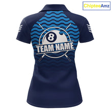 Load image into Gallery viewer, Blue 8 Ball Pool Billiard Jersey For Women Custom Polo &amp; Quarter Zip Billiard Shirt For Team TDM6131