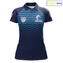 Load image into Gallery viewer, Blue 8 Ball Pool Billiard Jersey For Women Custom Polo &amp; Quarter Zip Billiard Shirt For Team TDM6131