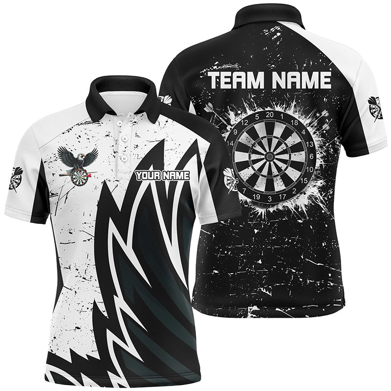 Custom Grunge Black White Dartboard Men Darts Shirts Custom Unique Darts Team Jerseys TDM1640