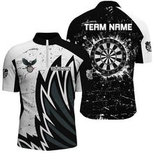 Load image into Gallery viewer, Custom Grunge Black White Dartboard Men Darts Shirts Custom Unique Darts Team Jerseys TDM1640