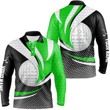 Load image into Gallery viewer, Green Black Mens Golf Polo Shirts Custom Golf Balls Golf Outfit For Men, Top Golf Gifts TDM1853