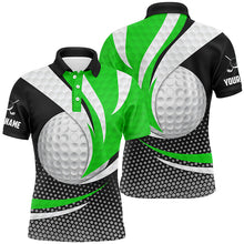 Load image into Gallery viewer, Green Black Mens Golf Polo Shirts Custom Golf Balls Golf Outfit For Men, Top Golf Gifts TDM1853