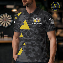 Load image into Gallery viewer, Man wearing a darts and beer aim for fun drink for cheers darts jersey front view.