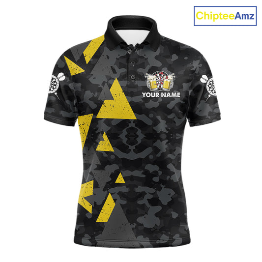 Darts and beer aim for fun drink for cheers darts polo shirt for men with custom darts team graphics.