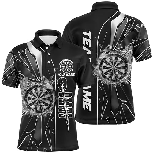 Personalized Black Break Glass 3D Darts Shirts For Men Custom Dart League Shirts Best Darts Jersey TDM2275