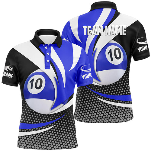 Personalized 10 Ball Pool Billiard Polo Shirts For Men, Custom 10 Ball Team League Billiard Shirts TDM0154