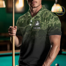 Load image into Gallery viewer, Black And Green Camo American Flag 8 Ball Billiard Shirt For Men Custom Patriotic Pool Team Jersey TDM5036