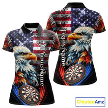 Load image into Gallery viewer, American Flag Smoke Eagle Darts Shirt For Women Custom Patriotic Darts Jersey Team Polo, 1/4 Zip TDM5256