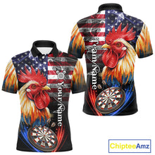 Load image into Gallery viewer, American Flag Smoke Rooster Darts Shirt For Men Custom Patriotic Darts Jersey Team Polo, 1/4 Zip TDM5257