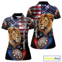 Load image into Gallery viewer, American Flag Smoke Lion Darts Shirt For Women Custom Patriotic Darts Jersey Team Polo, 1/4 Zip TDM5258