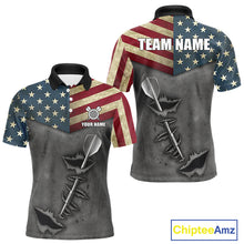 Load image into Gallery viewer, Personalized American Flag Steel Tip Dart Polo &amp; 1/4 Zip For Men Custom Patriotic Darts Jersey TDM5260
