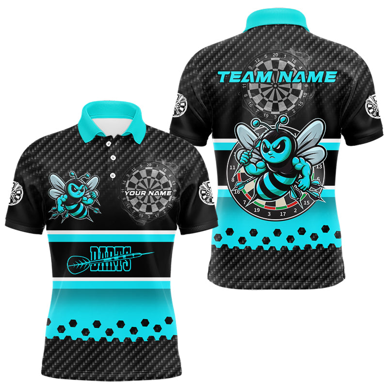 Black And Cyan Darts Bee Custom Name Darts Shirts For Men, Funny Darts Apparel, Best Darts Gifts TDM3264