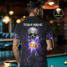 Load image into Gallery viewer, Purple Billiard 8 Ball &amp; 9 Ball Skull Pool Shirt For Men Custom Glass Break Billiard Team Jersey TDM5514