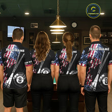 Load image into Gallery viewer, Personalized US Flag Smoke 8 Ball Pool Billiard Shirt For Women Custom Patriotic Billiard Team Jersey TDM5516