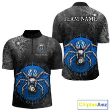 Load image into Gallery viewer, Personalized Grunge Spider Web 8 Ball Pool Billiard Shirt For Men, Billiard Team Jerseys |Blue TDM5518