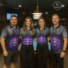Load image into Gallery viewer, Personalized Grunge Spider Web 8 Ball Pool Billiard Shirt For Men, Billiard Team Jerseys |Purple TDM5519