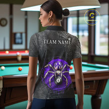 Load image into Gallery viewer, Personalized Grunge Spider Web 8 Ball Pool Billiard Shirt For Women, Billiard Team Jerseys |Purple TDM5519