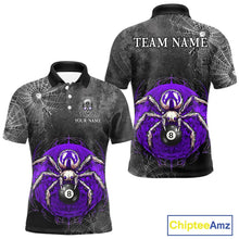 Load image into Gallery viewer, Personalized Grunge Spider Web 8 Ball Pool Billiard Shirt For Men, Billiard Team Jerseys |Purple TDM5519