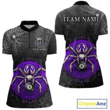 Load image into Gallery viewer, Personalized Grunge Spider Web 8 Ball Pool Billiard Shirt For Women, Billiard Team Jerseys |Purple TDM5519
