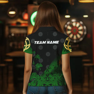 Black And Green St Patrick Day Luckiest Shamrock Dart Shirts For Women Custom Darts Team Jerseys TDM3457