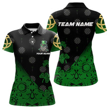 Load image into Gallery viewer, Black And Green St Patrick Day Luckiest Shamrock Dart Shirts For Women Custom Darts Team Jerseys TDM3457