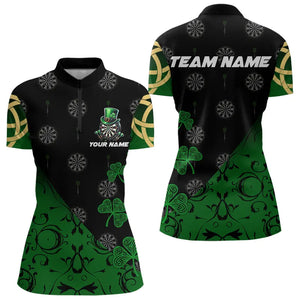 Black And Green St Patrick Day Luckiest Shamrock Dart Shirts For Women Custom Darts Team Jerseys TDM3457