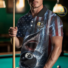 Load image into Gallery viewer, American Flag Shark 8 Ball &amp; 9 Ball Billiard Shirt For Men Custom Lightning Patriotic Pool Jersey TDM5770