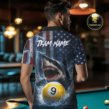Load image into Gallery viewer, American Flag Shark 8 Ball &amp; 9 Ball Billiard Shirt For Men Custom Lightning Patriotic Pool Jersey TDM5770