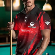 Load image into Gallery viewer, Personalized Thunder Lightning Cobra Snake Men Billiard Shirts, 8 Ball Billiard Team Jerseys |Red TDM3608