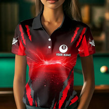 Load image into Gallery viewer, Personalized Thunder Lightning Cobra Snake Women Billiard Shirts, 8 Ball Billiard Team Jerseys |Red TDM3608