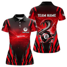 Load image into Gallery viewer, Personalized Thunder Lightning Cobra Snake Women Billiard Shirts, 8 Ball Billiard Team Jerseys |Red TDM3608