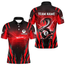 Load image into Gallery viewer, Personalized Thunder Lightning Cobra Snake Men Billiard Shirts, 8 Ball Billiard Team Jerseys |Red TDM3608