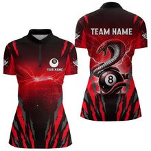 Load image into Gallery viewer, Personalized Thunder Lightning Cobra Snake Women Billiard Shirts, 8 Ball Billiard Team Jerseys |Red TDM3608
