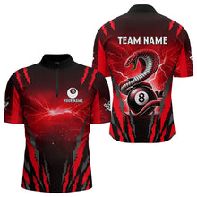 Load image into Gallery viewer, Personalized Thunder Lightning Cobra Snake Men Billiard Shirts, 8 Ball Billiard Team Jerseys |Red TDM3608