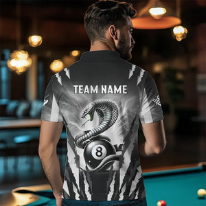Personalized Thunder Lightning Cobra Snake Men Billiard Shirts, 8 Ball Billiard Team Jerseys |White TDM3609