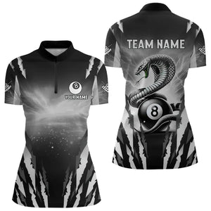 Personalized Thunder Lightning Cobra Snake Women Billiard Shirts, 8 Ball Billiard Team Jerseys |White TDM3609