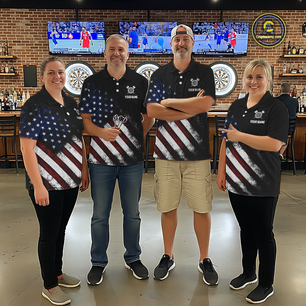 Vintage American Flag Eagle Darts Shirt For Women Custom Patriotic Darts Team Jersey Polo & 1/4 Zip TDM5968