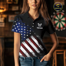 Load image into Gallery viewer, Vintage American Flag Eagle Darts Shirt For Women Custom Patriotic Darts Team Jersey Polo &amp; 1/4 Zip TDM5968