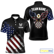 Load image into Gallery viewer, Vintage American Flag Eagle Darts Shirt For Men Custom Patriotic Darts Team Jersey Polo &amp; 1/4 Zip TDM5968