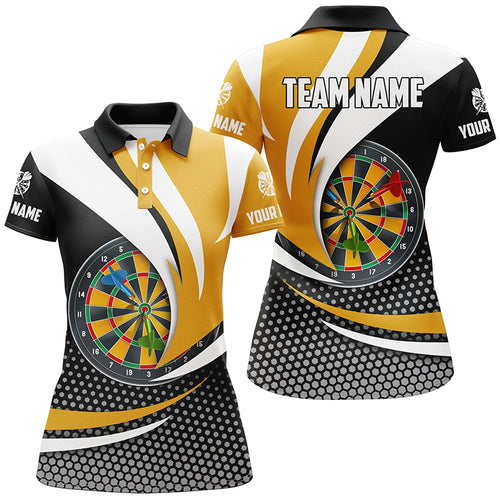 Personalized 3D Dartboard Black Yellow Women Darts Polo Shirts Custom Darts League Team Shirts TDM1283