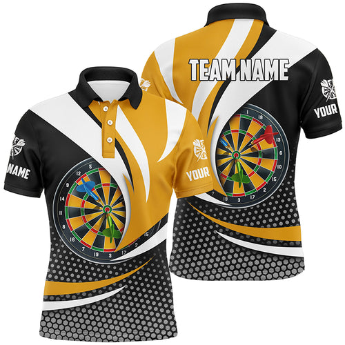 Personalized 3D Dartboard Black Yellow Men Darts Polo Shirts Custom Darts League Team Shirts TDM1283