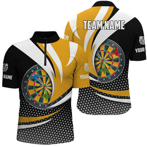 Personalized 3D Dartboard Black Yellow Men Quarter-Zip Shirts Custom Darts League Shirts TDM1283