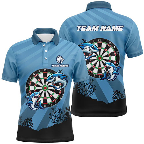 Personalized Shark Dart Board Blue Men Darts Polo Shirts Custom Funniest Darts Shirts Gifts TDM1284