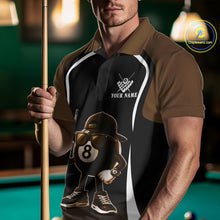 Load image into Gallery viewer, Brown Funny 8 Ball Pool US Flag Billiard Shirt For Men Custom Billiard Team Jersey Polo &amp; 1/4 Zip TDM6366